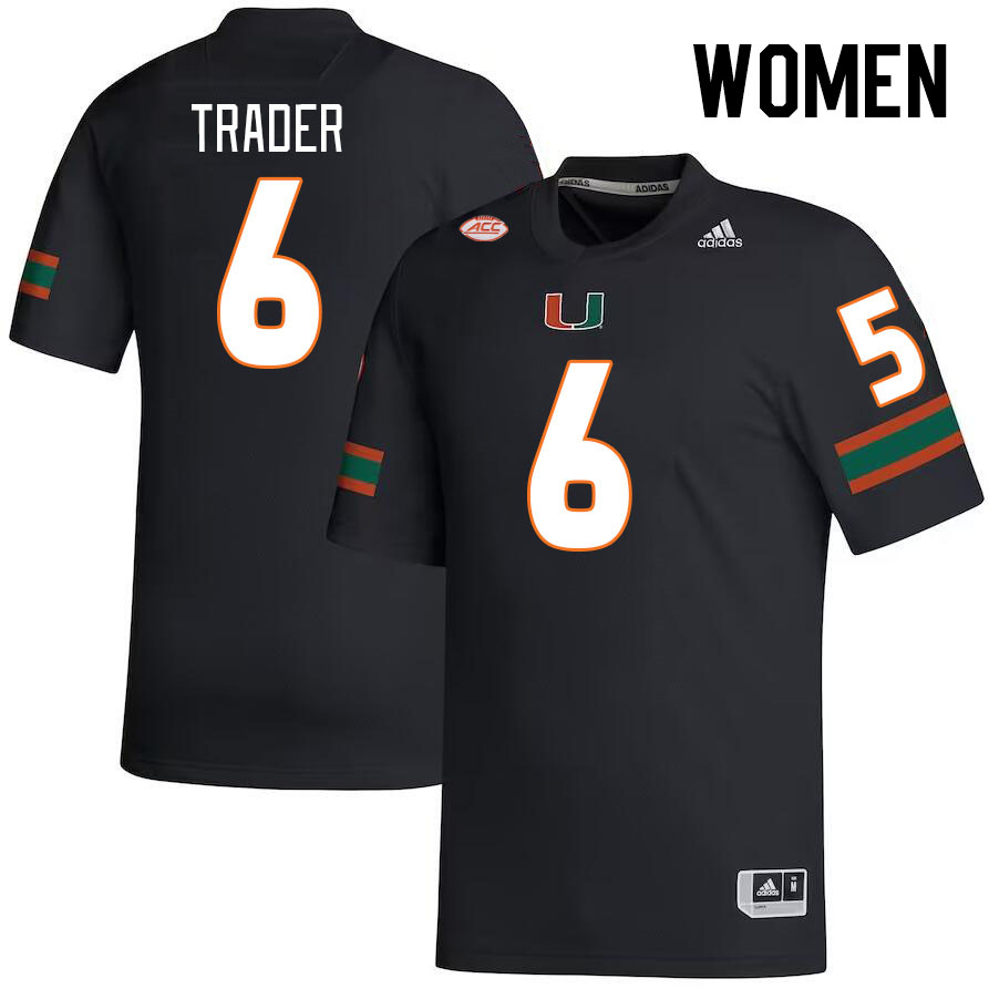 Women #6 Joshisa Trader Miami Hurricanes College Football Jerseys Stitched-Black